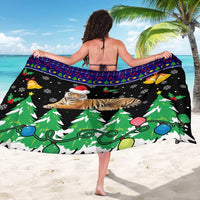 Malaysia Christmas Sarong with Tiger Santa Hat Snowflakes and Holiday Tree Pattern - Wonder Print Shop