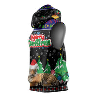 Malaysia Christmas Sleeveless Hoodie with Tiger Santa Hat Snowflakes and Holiday Tree Pattern - Wonder Print Shop