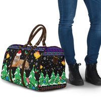 Malaysia Christmas Travel Bag with Tiger Santa Hat Snowflakes and Holiday Tree Pattern - Wonder Print Shop