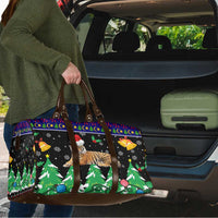Malaysia Christmas Travel Bag with Tiger Santa Hat Snowflakes and Holiday Tree Pattern - Wonder Print Shop