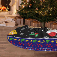 Malaysia Christmas Tree Skirt with Tiger Santa Hat Snowflakes and Holiday Tree Pattern - Wonder Print Shop