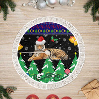 Malaysia Christmas Tree Skirt with Tiger Santa Hat Snowflakes and Holiday Tree Pattern - Wonder Print Shop
