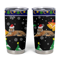 Malaysia Christmas Tumbler Cup with Tiger Santa Hat Snowflakes and Holiday Tree Pattern - Wonder Print Shop