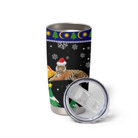 Malaysia Christmas Tumbler Cup with Tiger Santa Hat Snowflakes and Holiday Tree Pattern - Wonder Print Shop