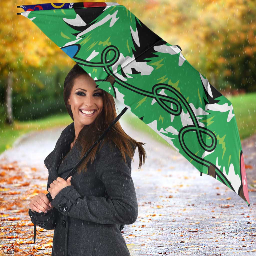 Malaysia Christmas Umbrella with Tiger Santa Hat Snowflakes and Holiday Tree Pattern - Wonder Print Shop