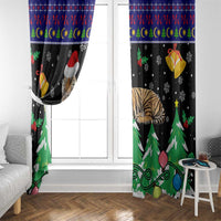 Malaysia Christmas Window Curtain with Tiger Santa Hat Snowflakes and Holiday Tree Pattern - Wonder Print Shop
