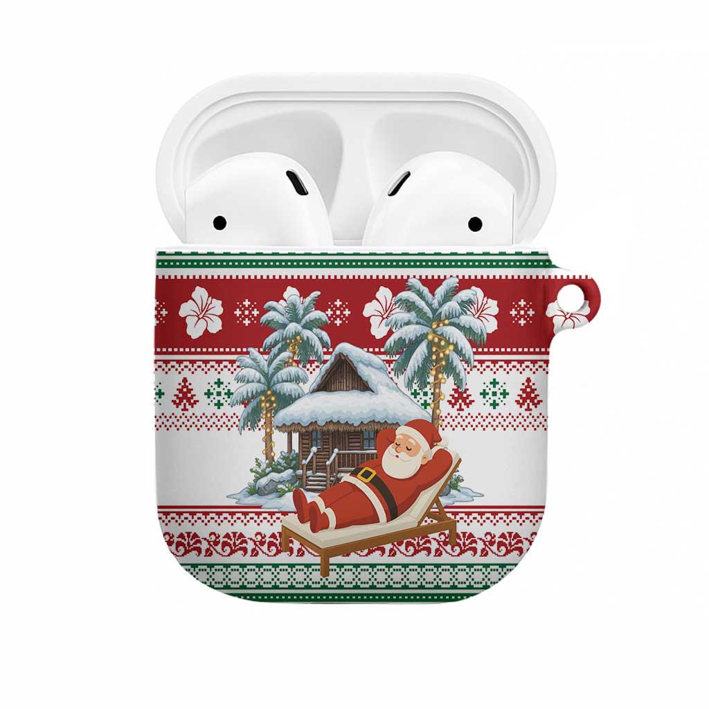 Maldives Christmas AirPods Case with Santa Claus Hammock Palm Trees and Tropical - Wonder Print Shop