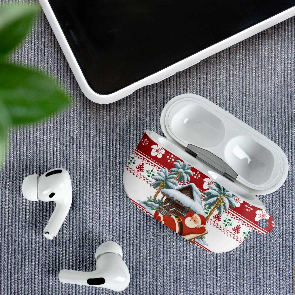 Maldives Christmas AirPods Case with Santa Claus Hammock Palm Trees and Tropical - Wonder Print Shop