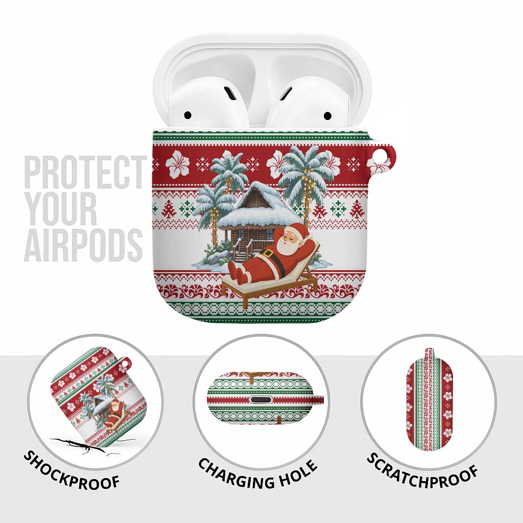Maldives Christmas AirPods Case with Santa Claus Hammock Palm Trees and Tropical - Wonder Print Shop