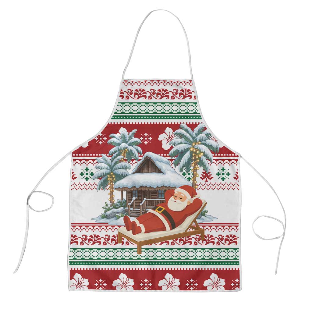 Maldives Christmas Apron with Santa Claus Hammock Palm Trees and Tropical - Wonder Print Shop