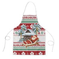 Maldives Christmas Apron with Santa Claus Hammock Palm Trees and Tropical - Wonder Print Shop