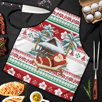 Maldives Christmas Apron with Santa Claus Hammock Palm Trees and Tropical - Wonder Print Shop