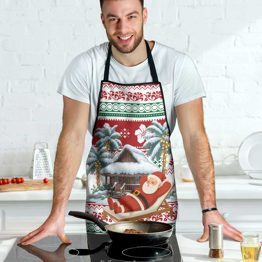 Maldives Christmas Apron with Santa Claus Hammock Palm Trees and Tropical - Wonder Print Shop