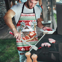 Maldives Christmas Apron with Santa Claus Hammock Palm Trees and Tropical - Wonder Print Shop