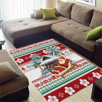 Maldives Christmas Area Rug with Santa Claus Hammock Palm Trees and Tropical - Wonder Print Shop