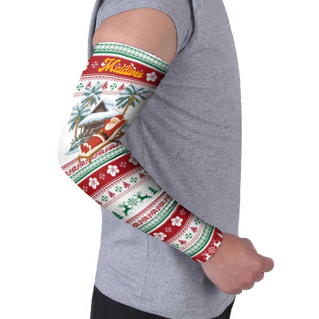 Maldives Christmas Arm Sleeves with Santa Claus Hammock Palm Trees and Tropical - Wonder Print Shop