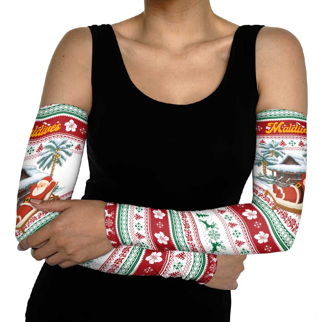 Maldives Christmas Arm Sleeves with Santa Claus Hammock Palm Trees and Tropical - Wonder Print Shop