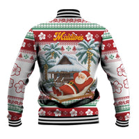 Maldives Christmas Baseball Jacket with Santa Claus Hammock Palm Trees and Tropical - Wonder Print Shop
