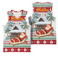 Maldives Christmas Basketball Jersey with Santa Claus Hammock Palm Trees and Tropical - Wonder Print Shop