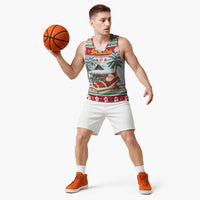 Maldives Christmas Basketball Jersey with Santa Claus Hammock Palm Trees and Tropical - Wonder Print Shop