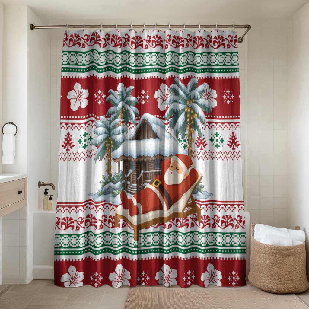 Maldives Christmas Bathroom Set with Santa Claus Hammock Palm Trees and Tropical - Wonder Print Shop