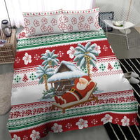 Maldives Christmas Bedding Set with Santa Claus Hammock Palm Trees and Tropical - Wonder Print Shop