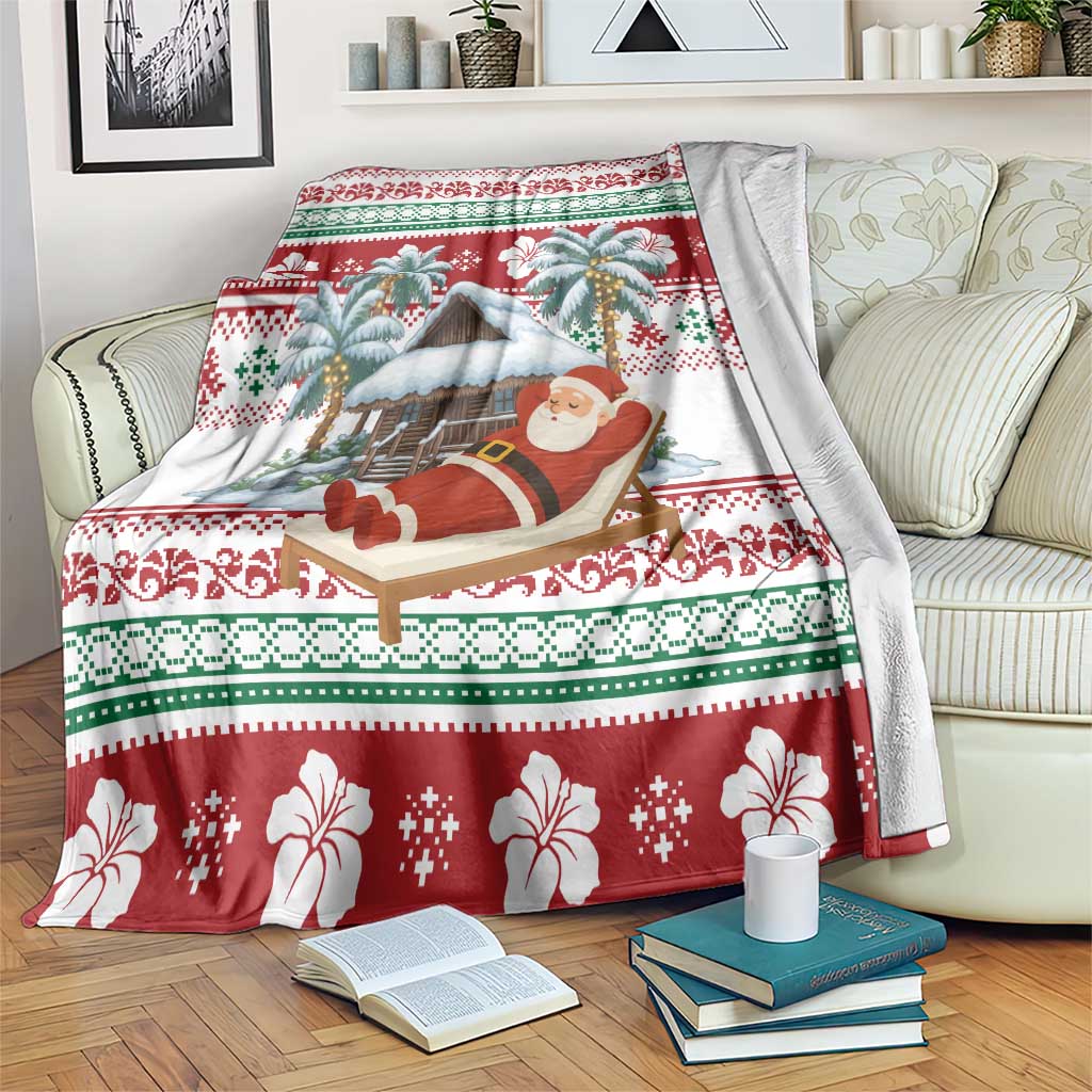 Maldives Christmas Blanket with Santa Claus Hammock Palm Trees and Tropical - Wonder Print Shop
