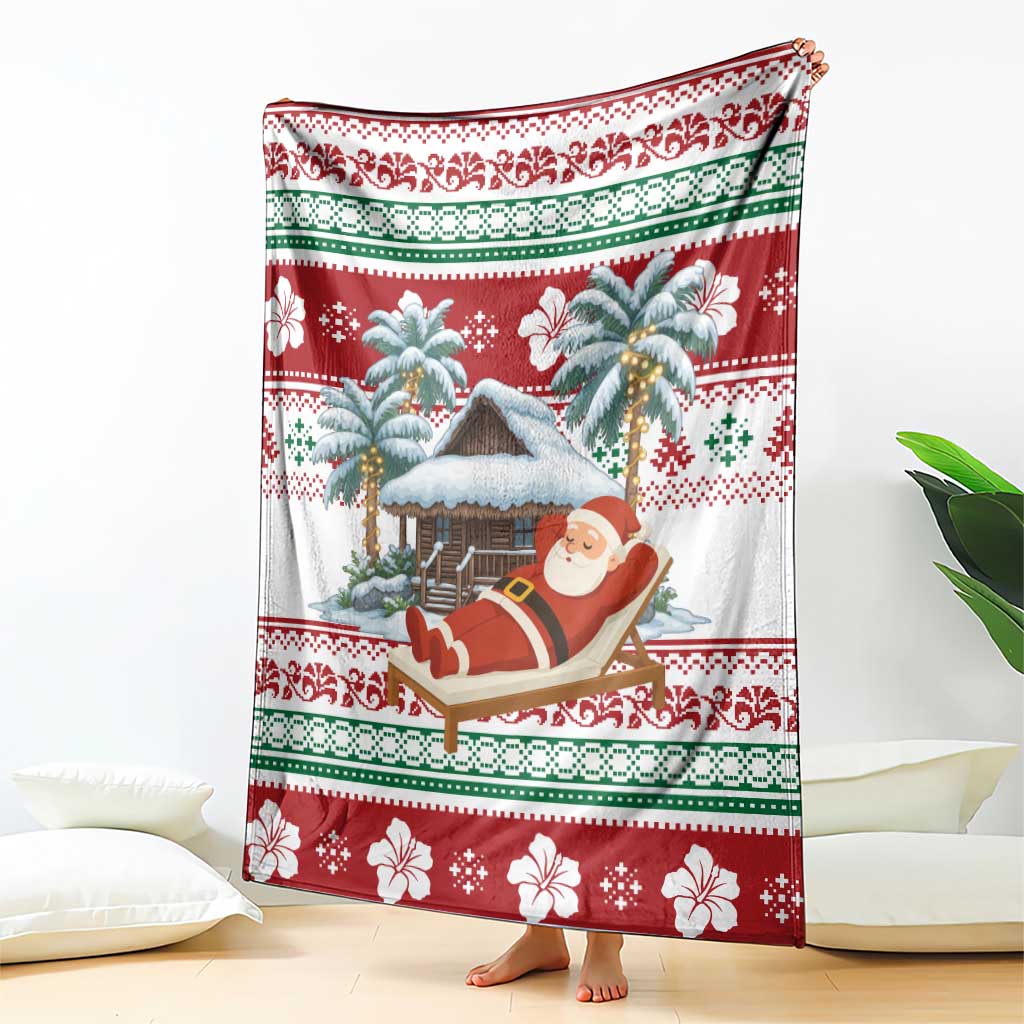 Maldives Christmas Blanket with Santa Claus Hammock Palm Trees and Tropical - Wonder Print Shop