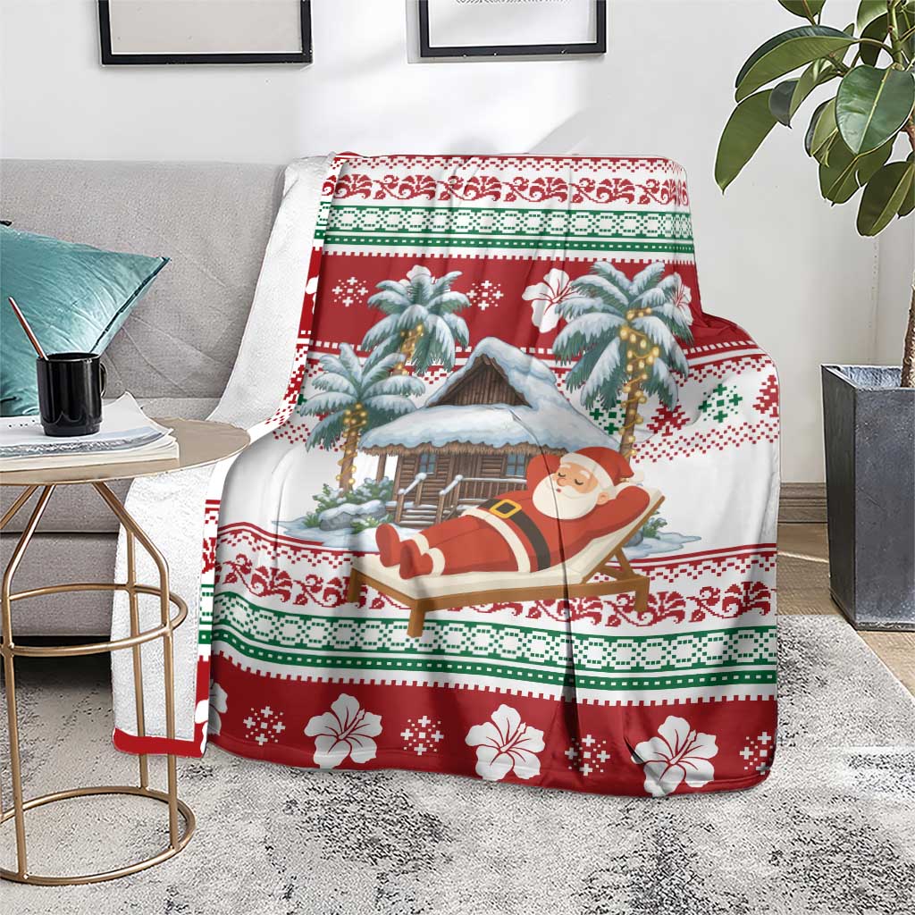 Maldives Christmas Blanket with Santa Claus Hammock Palm Trees and Tropical - Wonder Print Shop