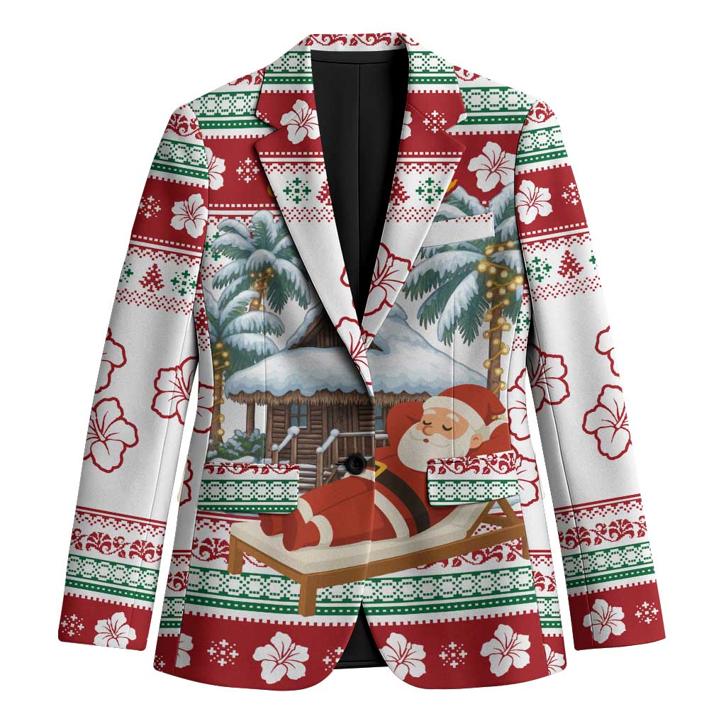 Maldives Christmas Blazer with Santa Claus Hammock Palm Trees and Tropical - Wonder Print Shop