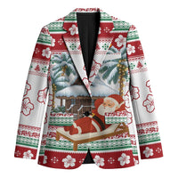 Maldives Christmas Blazer with Santa Claus Hammock Palm Trees and Tropical - Wonder Print Shop