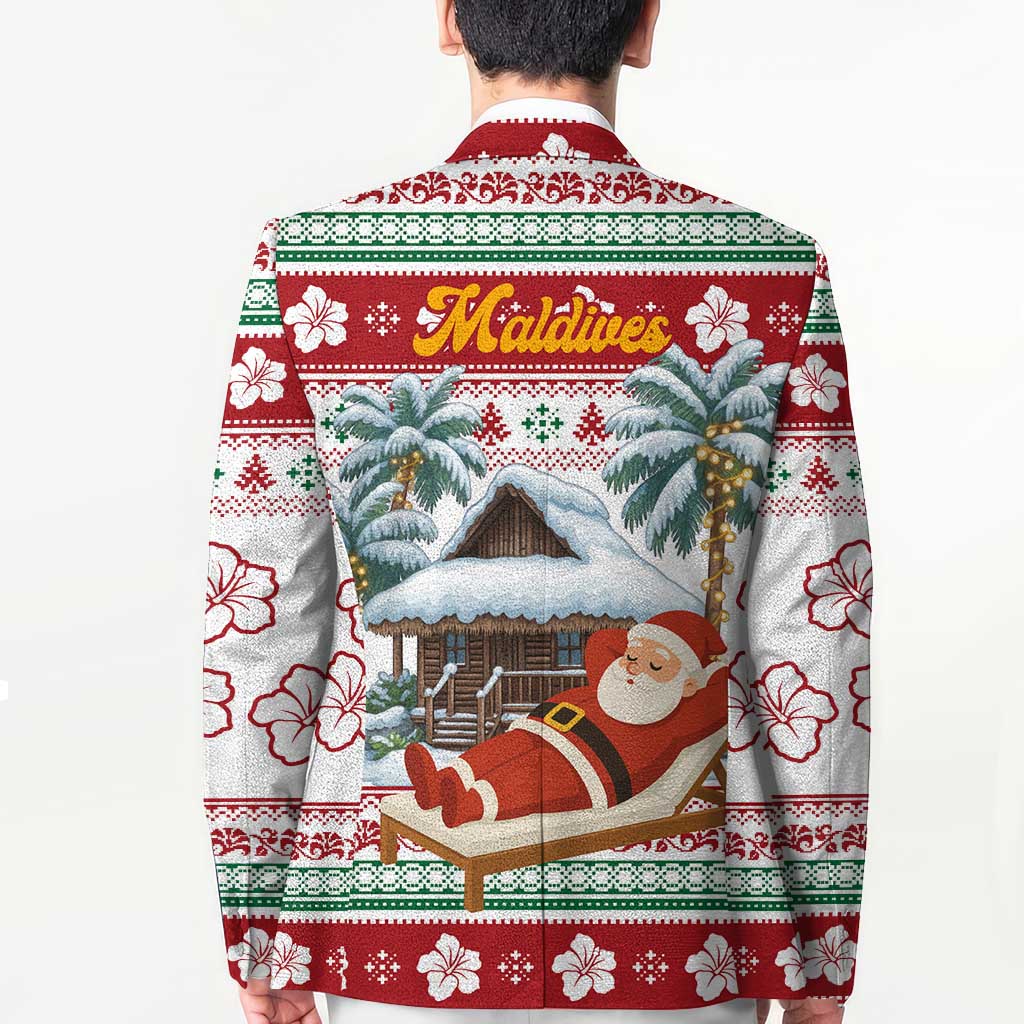 Maldives Christmas Blazer with Santa Claus Hammock Palm Trees and Tropical - Wonder Print Shop