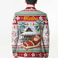 Maldives Christmas Blazer with Santa Claus Hammock Palm Trees and Tropical - Wonder Print Shop