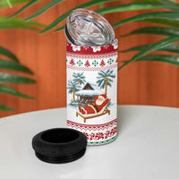 Maldives Christmas 4 in 1 Can Cooler Tumbler with Santa Claus Hammock Palm Trees and Tropical - Wonder Print Shop