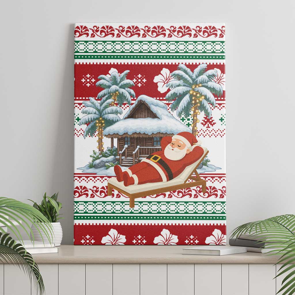 Maldives Christmas Canvas Wall Art with Santa Claus Hammock Palm Trees and Tropical - Wonder Print Shop