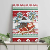 Maldives Christmas Canvas Wall Art with Santa Claus Hammock Palm Trees and Tropical - Wonder Print Shop