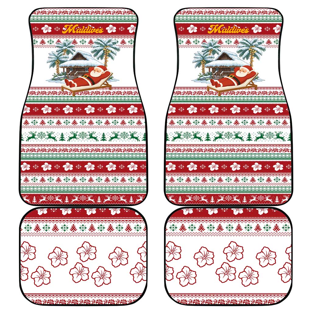 Maldives Christmas Car Mats with Santa Claus Hammock Palm Trees and Tropical - Wonder Print Shop