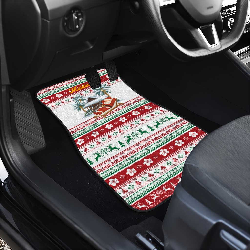 Maldives Christmas Car Mats with Santa Claus Hammock Palm Trees and Tropical - Wonder Print Shop