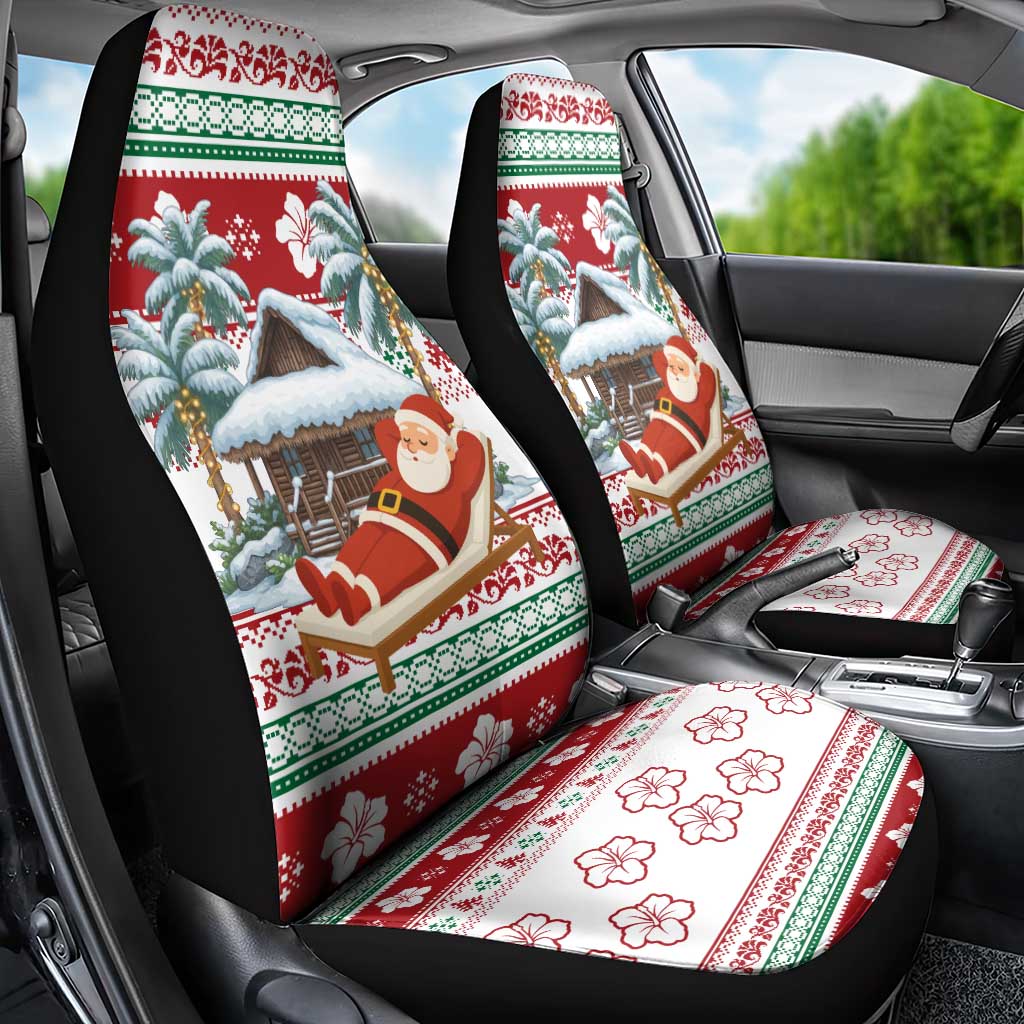 Maldives Christmas Car Seat Cover with Santa Claus Hammock Palm Trees and Tropical - Wonder Print Shop