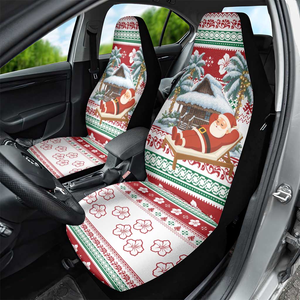 Maldives Christmas Car Seat Cover with Santa Claus Hammock Palm Trees and Tropical - Wonder Print Shop