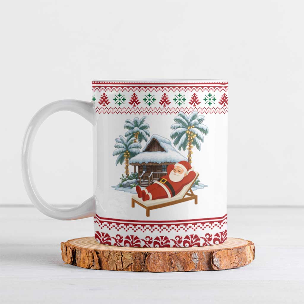 Maldives Christmas Ceramic Mug with Santa Claus Hammock Palm Trees and Tropical - Wonder Print Shop