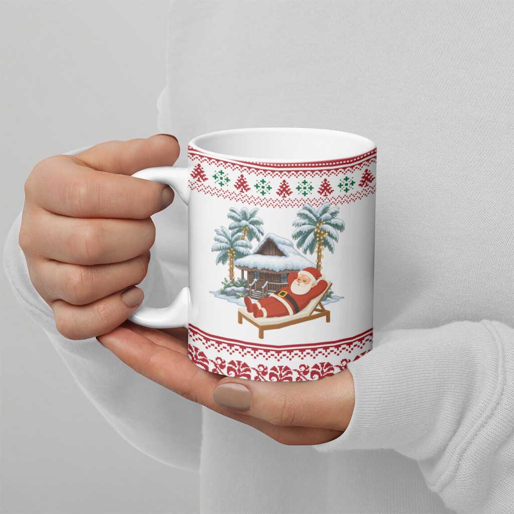 Maldives Christmas Ceramic Mug with Santa Claus Hammock Palm Trees and Tropical - Wonder Print Shop