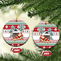 Maldives Christmas Ceramic Ornament with Santa Claus Hammock Palm Trees and Tropical - Wonder Print Shop