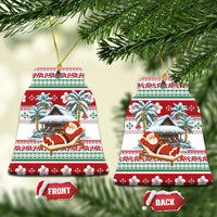 Maldives Christmas Ceramic Ornament with Santa Claus Hammock Palm Trees and Tropical - Wonder Print Shop