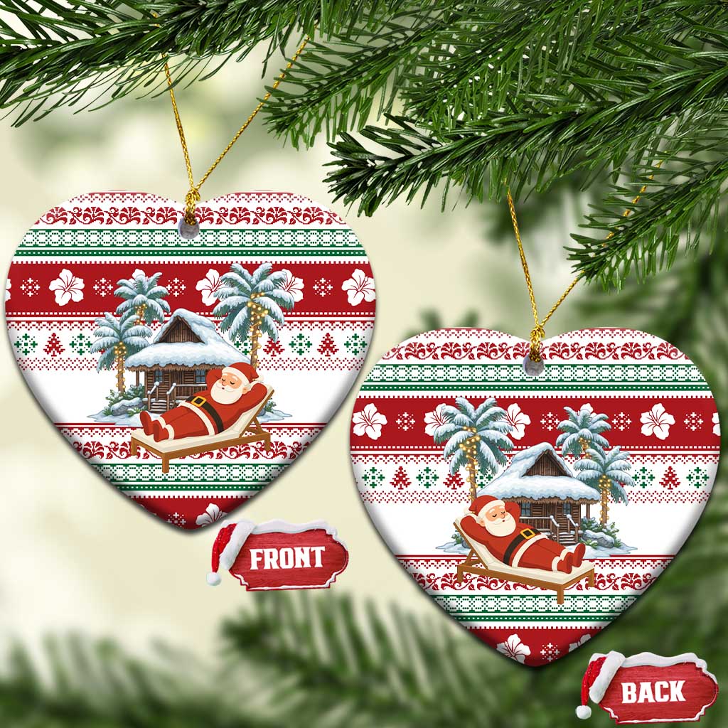 Maldives Christmas Ceramic Ornament with Santa Claus Hammock Palm Trees and Tropical - Wonder Print Shop