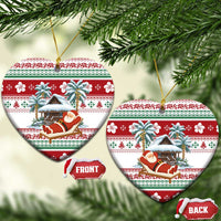 Maldives Christmas Ceramic Ornament with Santa Claus Hammock Palm Trees and Tropical - Wonder Print Shop