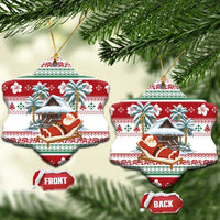 Maldives Christmas Ceramic Ornament with Santa Claus Hammock Palm Trees and Tropical - Wonder Print Shop