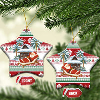 Maldives Christmas Ceramic Ornament with Santa Claus Hammock Palm Trees and Tropical - Wonder Print Shop