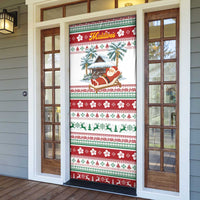 Maldives Christmas Door Cover with Santa Claus Hammock Palm Trees and Tropical - Wonder Print Shop