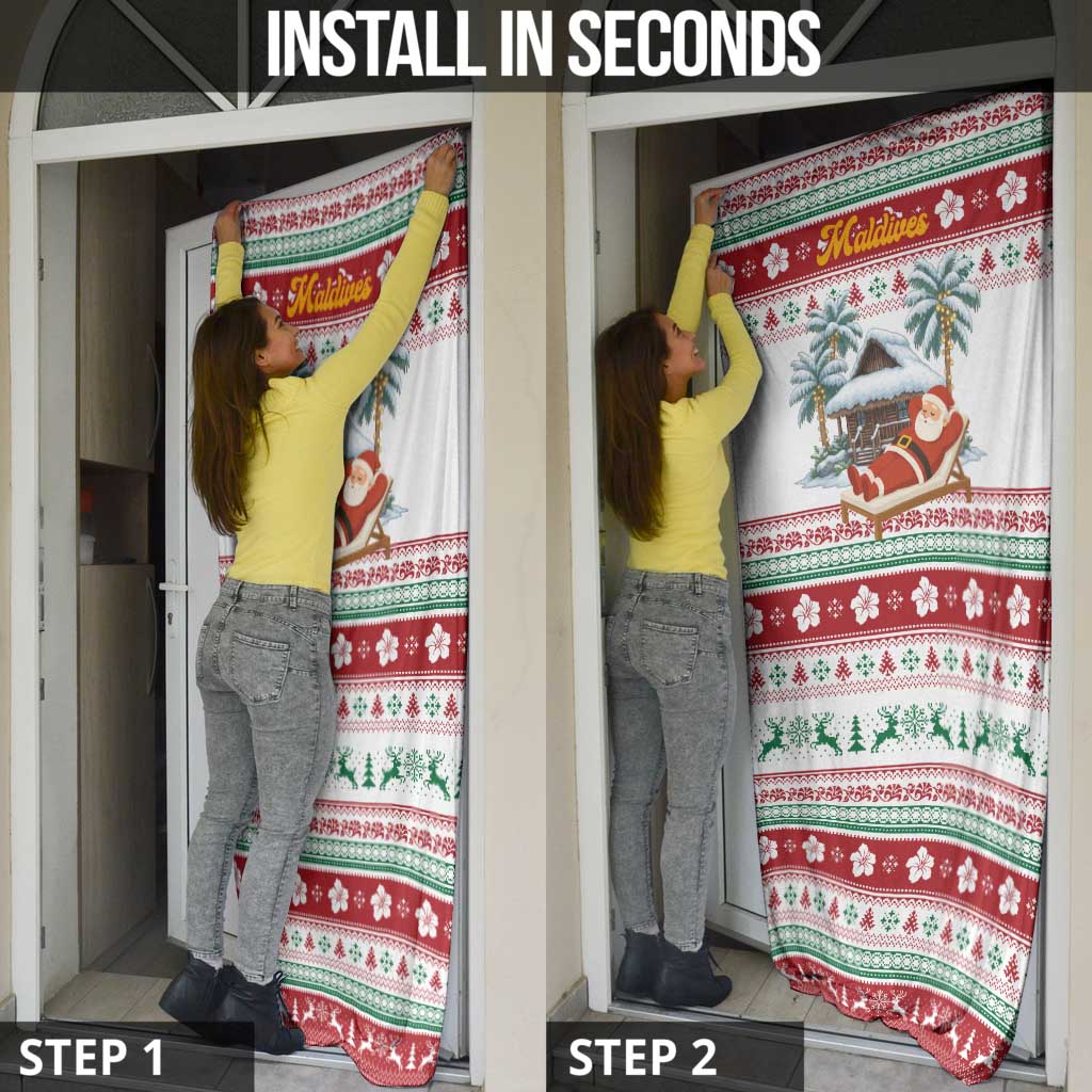 Maldives Christmas Door Cover with Santa Claus Hammock Palm Trees and Tropical - Wonder Print Shop